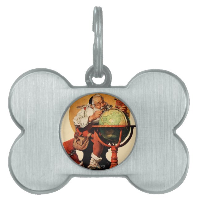 Santa at the Globe Pet Tag (Front)