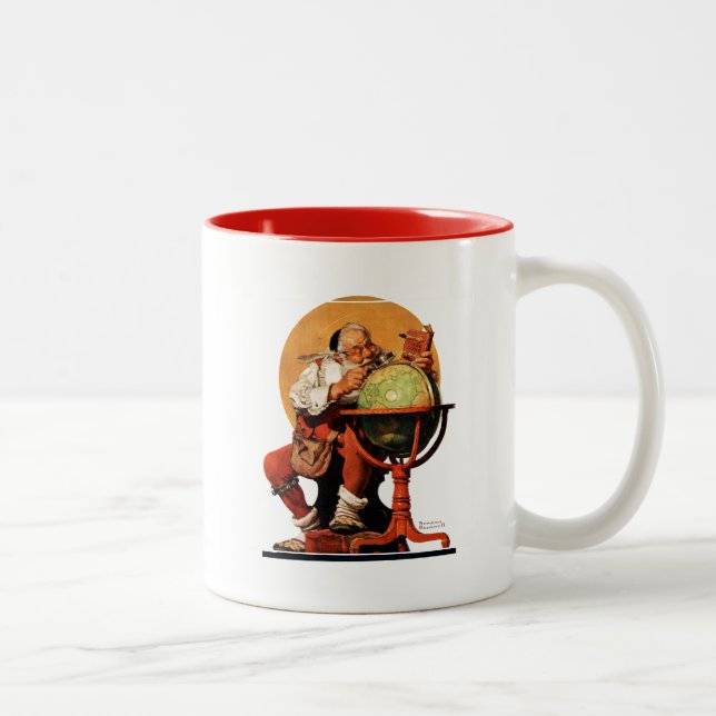 Santa at the Globe Two-Tone Coffee Mug (Right)