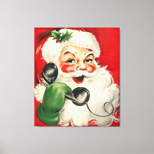 Santa at the Phone Canvas Print (Front)