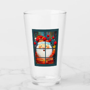 SANTA AT THE WINDOW HO HO HO GLASS