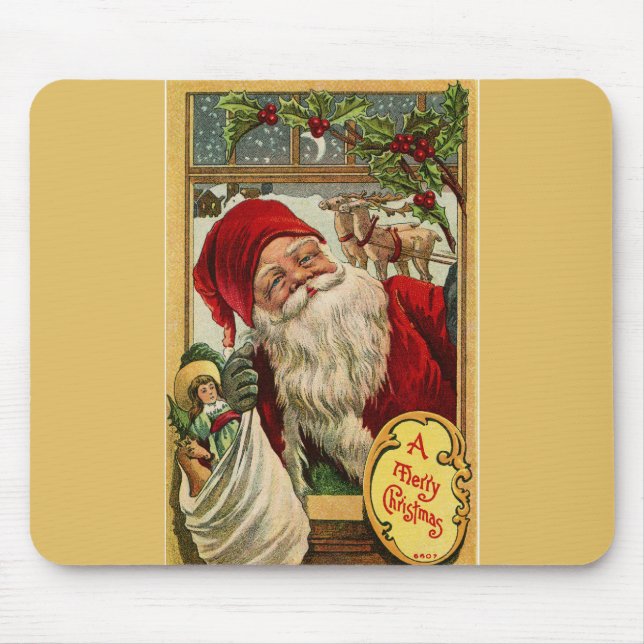 Santa at the Window with Toy Bag Mousepad (Front)