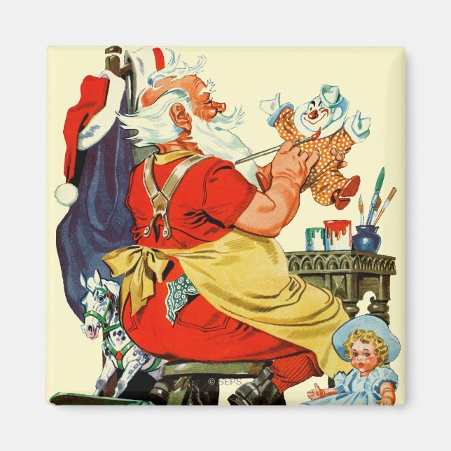 Santa at Work Magnet (Front)