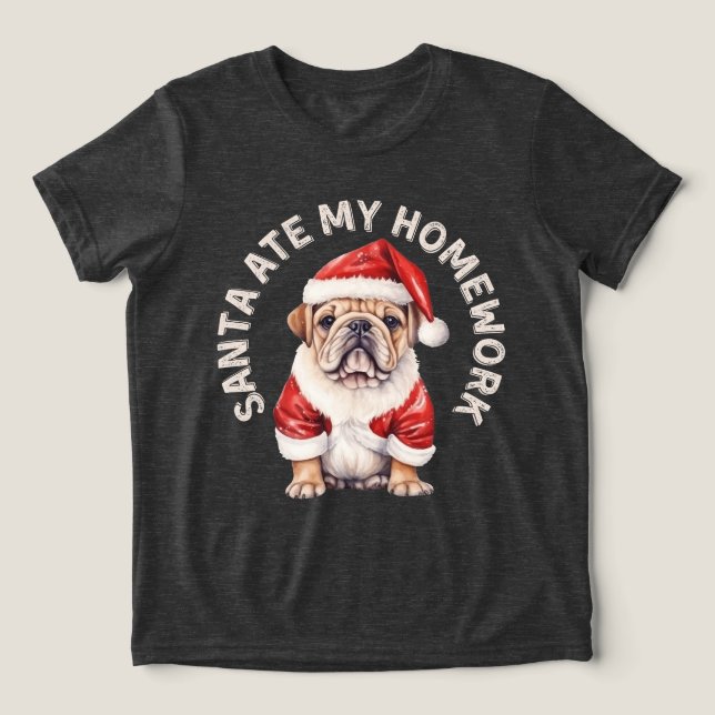 Santa Ate My Homework Tri-Blend Shirt (Design Front)