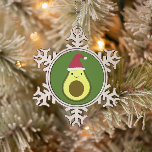 Santa Avocado  Ceramic Ornament (Tree)