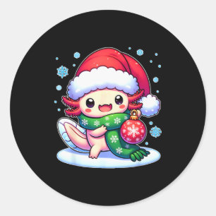 Santa Axolotl Funny Cute Xmas Funny Christmas  Classic Round Sticker