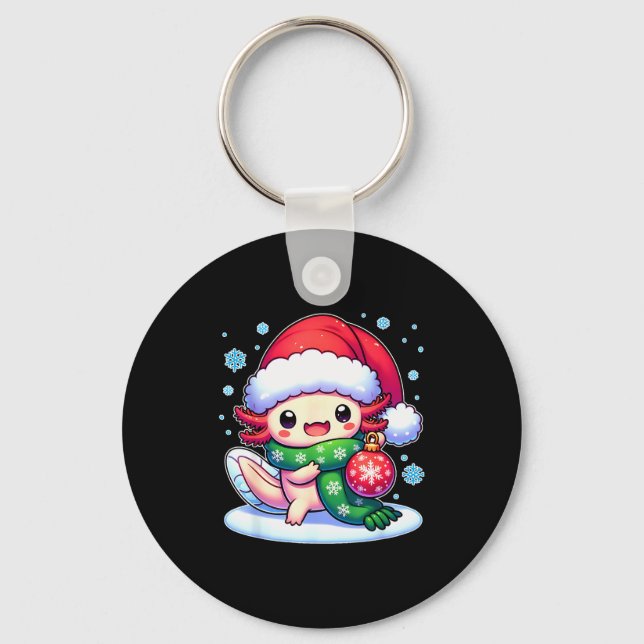 Santa Axolotl Funny Cute Xmas Funny Christmas  Key Ring (Front)