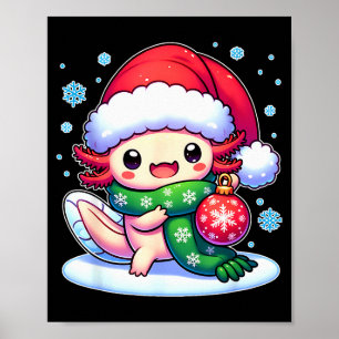Santa Axolotl Funny Cute Xmas Funny Christmas Poster