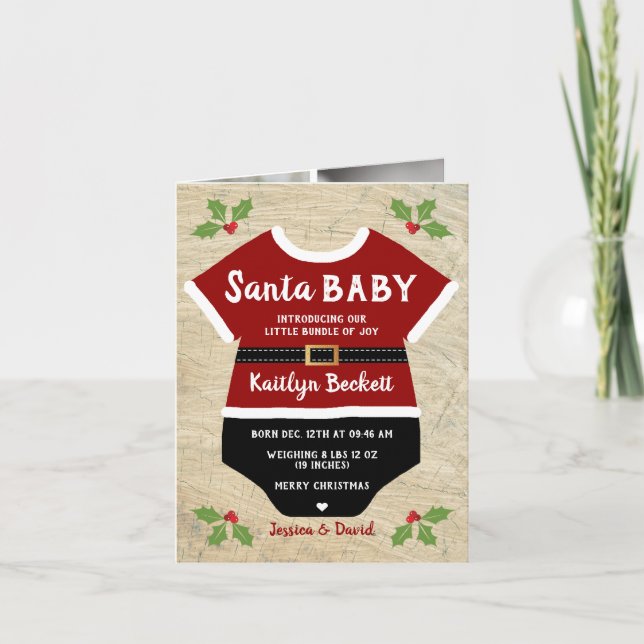 Santa Baby | 6 Photo Christmas Birth Announcement (Front)