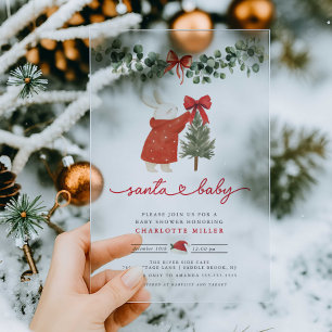 Santa Baby Acrylic Baby Shower Invitation