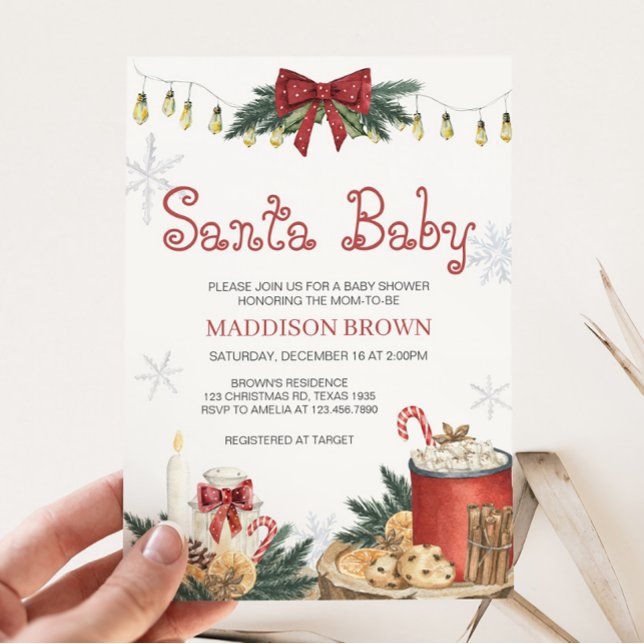 Santa Baby Baby Shower  Invitation (Winter Christmas Baby Shower Invitation)