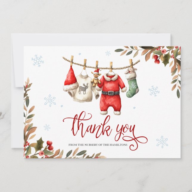 Santa Baby Baby Shower Thank You Card (Front)