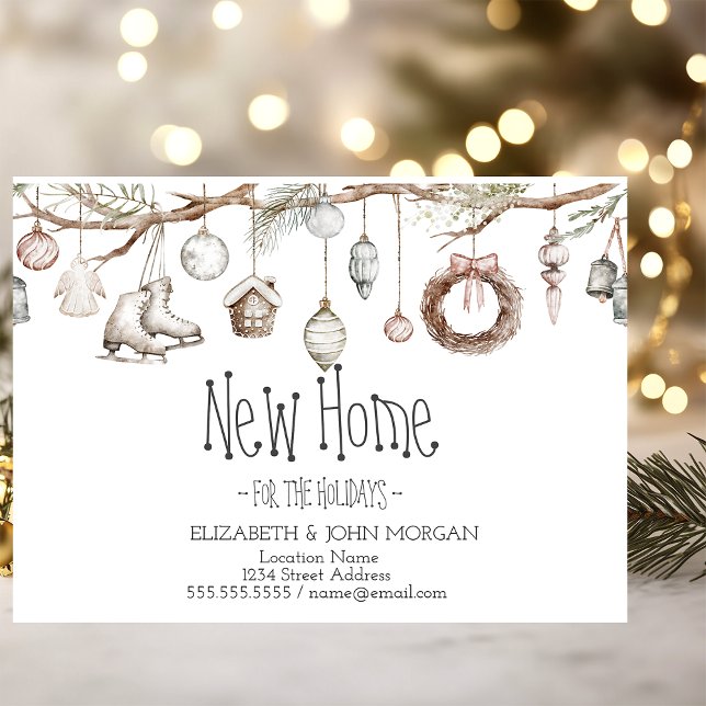 Santa Baby Bear Christmas Clothesline New Address Announcement Postcard (Creator Uploaded)