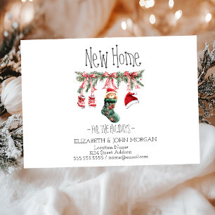 Santa Baby Bear Christmas Clothesline New Address Announcement Postcard