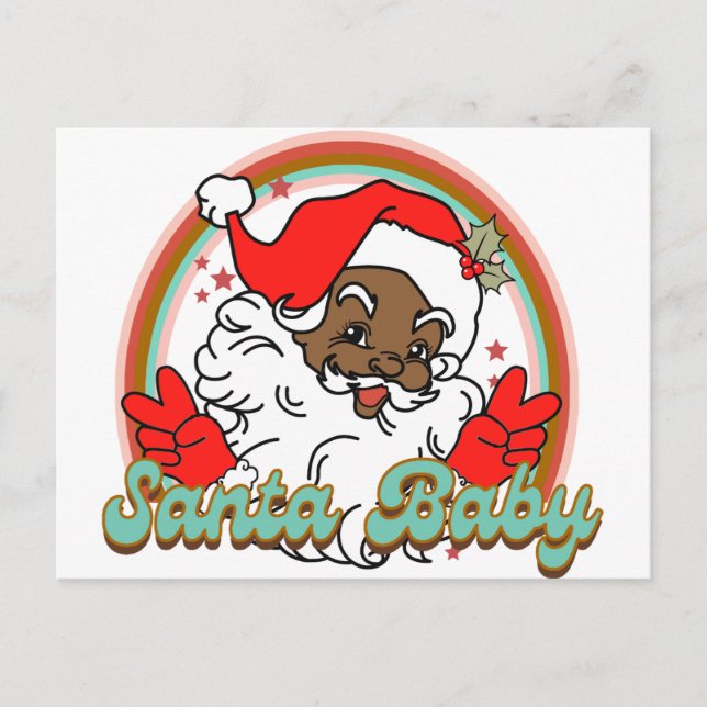 Santa Baby Black Santa Clause Melanin Christmas  Holiday Postcard (Front)