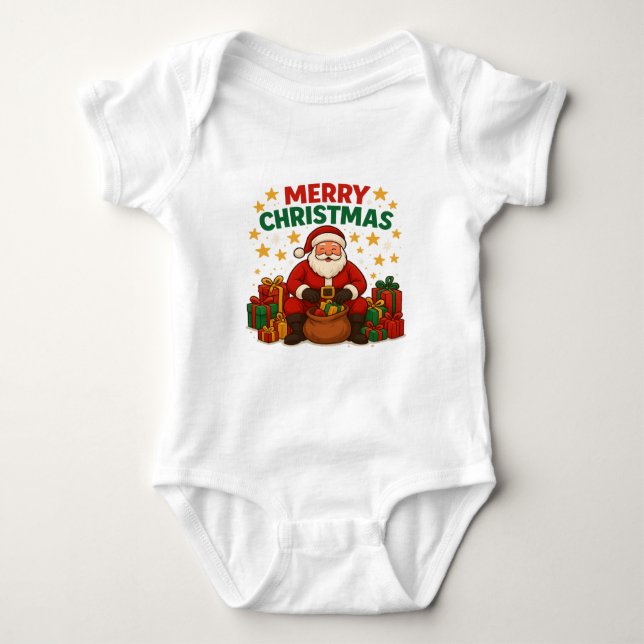 Santa Baby Bodysuit – Merry Christmas Holiday Gift (Front)