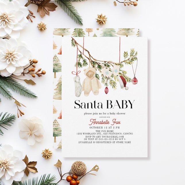 Santa Baby Boho Laundry Clothes Baby Shower Invitation (Creator Uploaded)