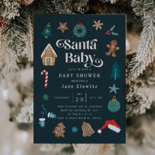 Santa Baby Boy Christmas Baby Shower  Invitation
