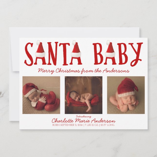 Santa Baby Christmas Baby Announcement (Front)