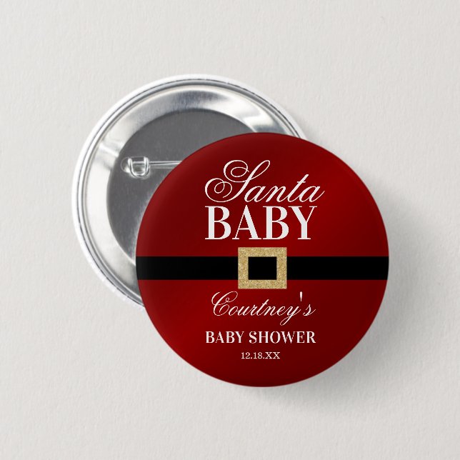 Santa Baby | Christmas Baby Shower 6 Cm Round Badge (Front & Back)