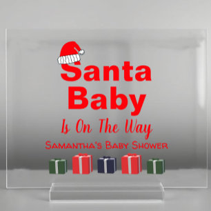 Santa Baby Christmas Baby Shower Acrylic Sign