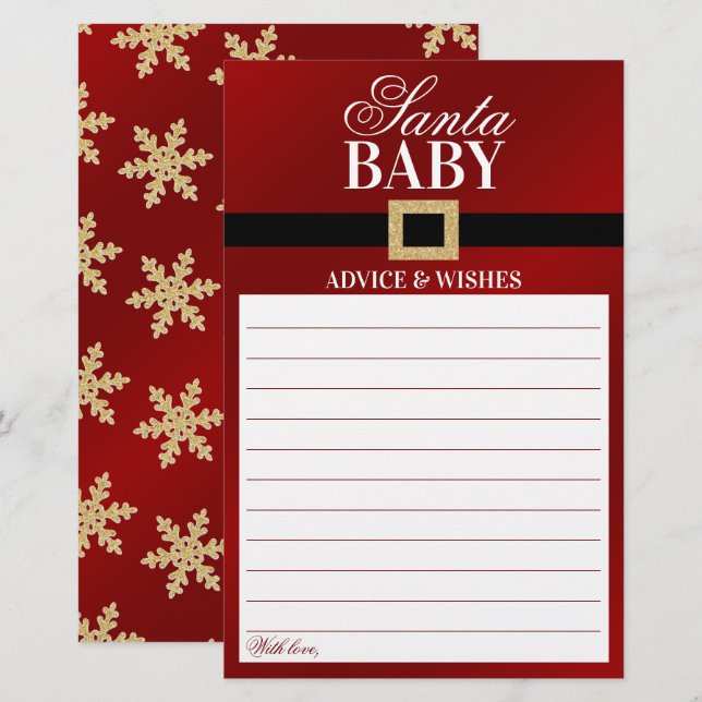 Santa Baby | Christmas Baby Shower Advice & Wishes (Front/Back)