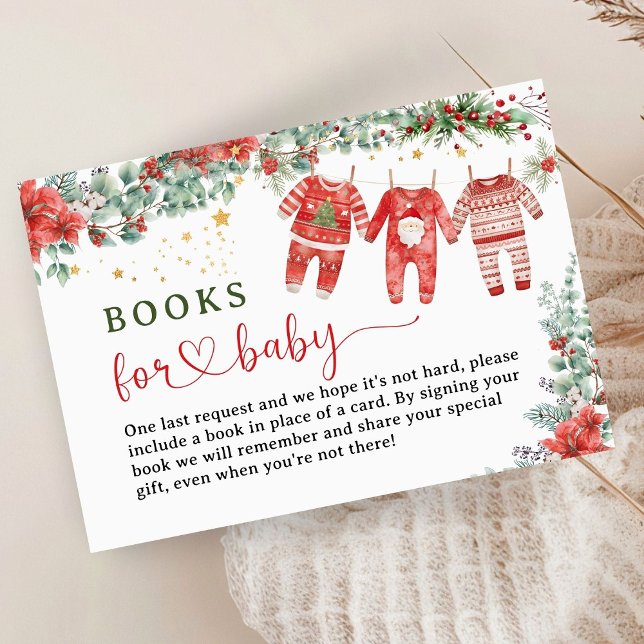 Santa Baby Christmas Baby Shower Books for Baby Enclosure Card (Creator Uploaded)