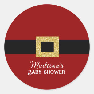Santa Baby Christmas Baby Shower  Classic Round Sticker