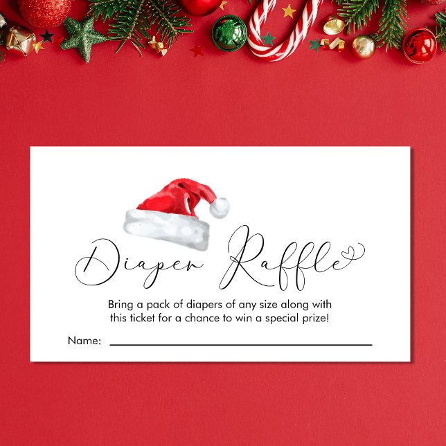 Santa Baby Christmas Baby Shower Diaper Raffle Enclosure Card (Creator Uploaded)