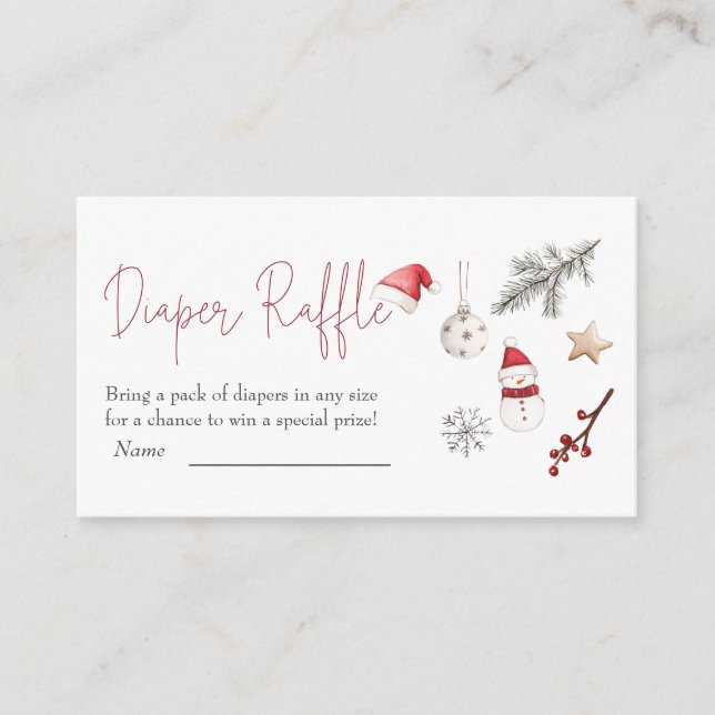 Santa Baby Christmas Baby Shower Diaper Raffle Enclosure Card (Front)