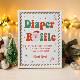 Santa Baby Christmas Baby Shower Diaper Raffle  Poster