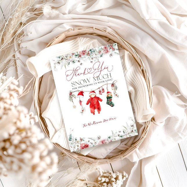 Santa Baby Christmas Baby Shower Gender Neutral Thank You Card (Creator Uploaded)