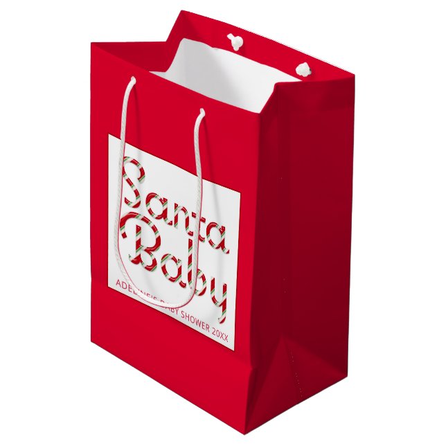 Santa Baby Christmas Baby Shower Gift Bag (Front Angled)
