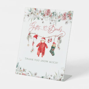 Santa Baby Christmas Baby Shower Gift Book Pedestal Sign
