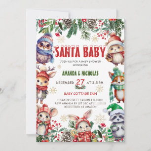 Santa Baby Christmas Baby Shower  Invitation