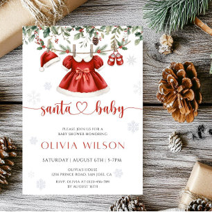 Santa Baby Christmas Baby Shower- Invitation