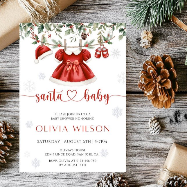 Santa Baby Christmas Baby Shower- Invitation (Creator Uploaded)