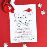 Santa Baby Christmas Baby Shower Invitation<br><div class="desc">A cute minimal Christmas holiday season baby shower invitation featuring "Santa Baby" written in an elegant script with a heart swash, a watercolor illustration of a red Santa Claus hat and an invitation to a merry little baby shower. Personalise the mother's name in a stylish red script and the shower...</div>