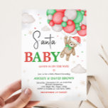Santa Baby Christmas Baby Shower  Invitation<br><div class="desc">Welcome your little one with our heartwarming Bear Baby Shower Invitation Printable. Personalise to share the joy with your loved ones!

BS545</div>