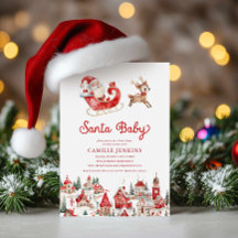Santa Baby Christmas Baby Shower Invitation