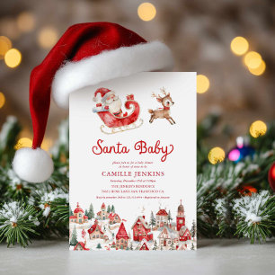 Santa Baby Christmas Baby Shower Invitation