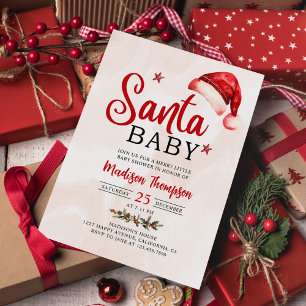 Santa Baby Christmas Baby Shower Invitation