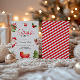 Santa Baby Christmas Baby Shower Invitation