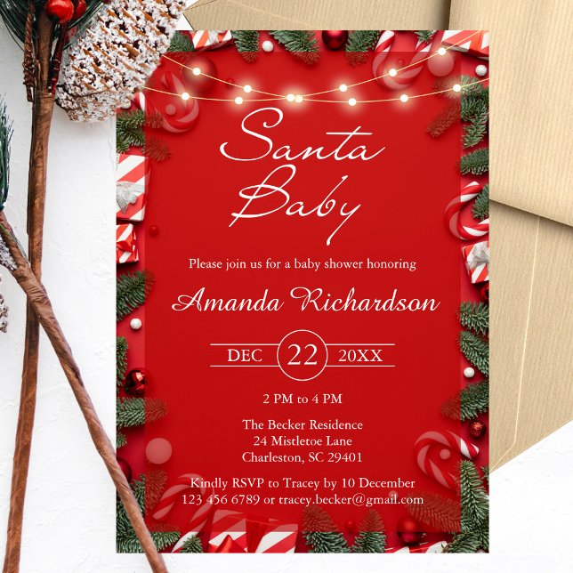 Santa Baby Christmas Baby Shower Invitation (Santa Baby Christmas Baby Shower Invitation)