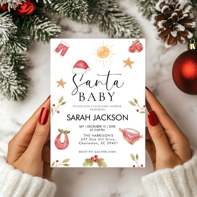 Santa baby Christmas baby shower Invitation (Creator Uploaded)