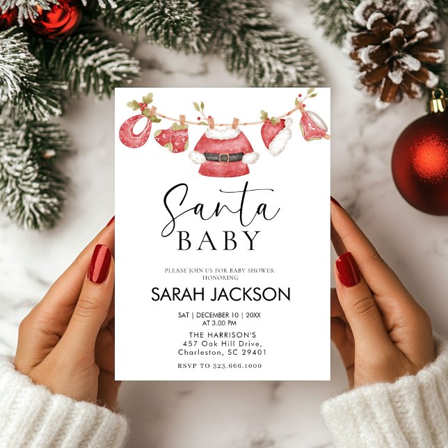 Santa baby Christmas baby shower Invitation (Creator Uploaded)