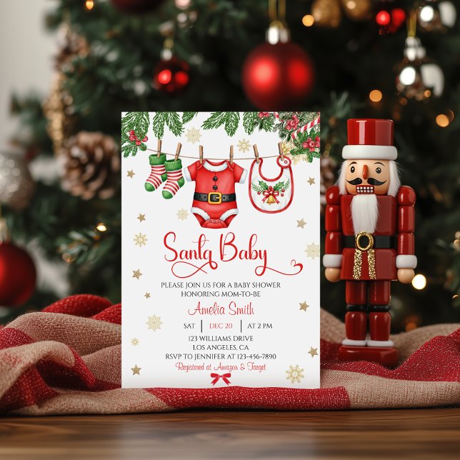 Santa Baby Christmas Baby Shower Invitation (Creator Uploaded)