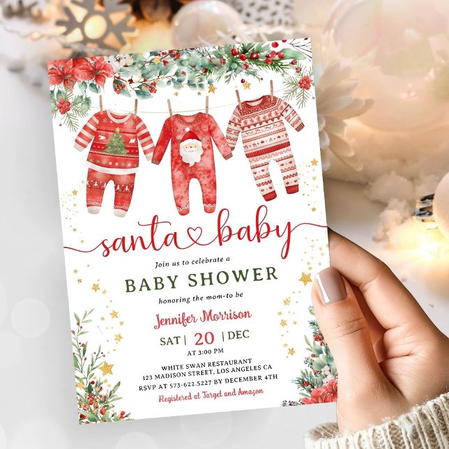 Santa Baby Christmas Baby Shower Invitation (Creator Uploaded)
