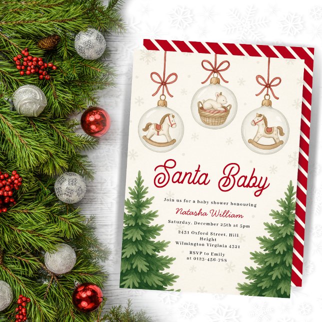 Santa Baby Christmas Baby Shower  Invitation (Creator Uploaded)