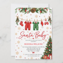 Santa Baby Christmas Baby Shower Invitation