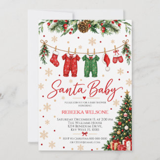 Santa Baby Christmas Baby Shower Invitation